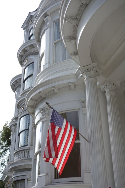 Queen Anne Victorian with American Flag