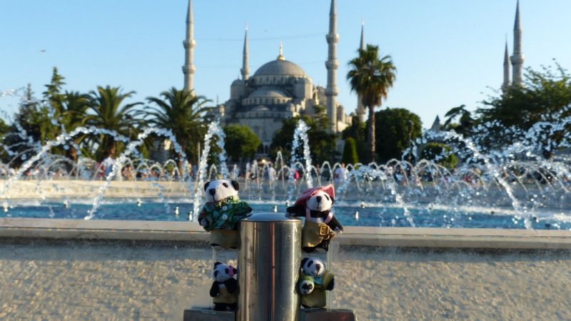 The Pandafords Visiting Sultanahmet Park Fountain