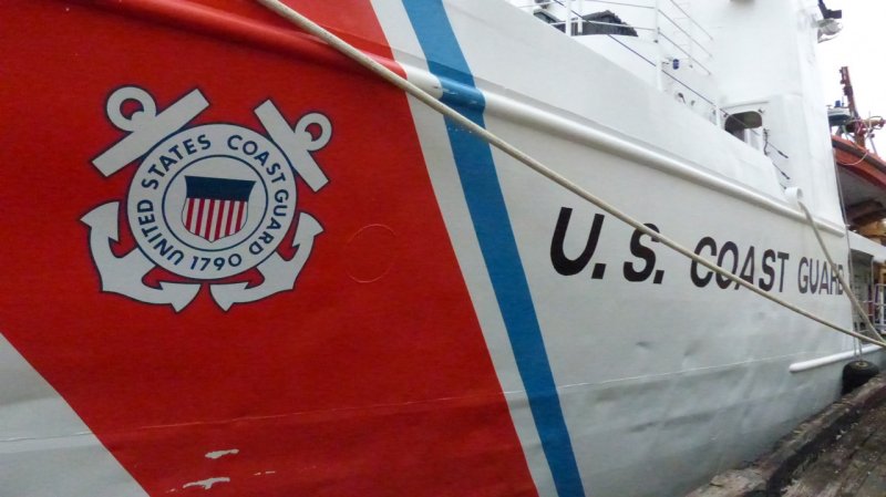 U.S. Coast Guard ship in port