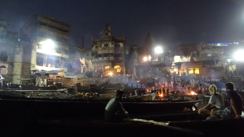 Funeral Pyres at Manikarnika Ghats on the Ganges