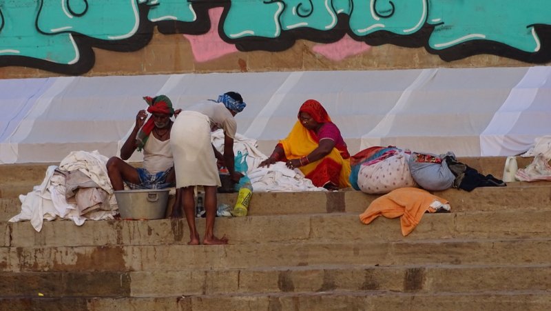 Washing Laundry along the Ganges River