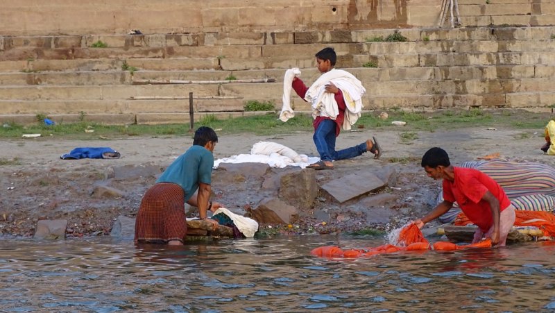 Washing Laundry in the Ganges River