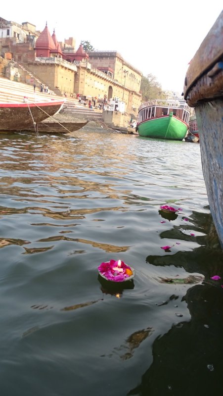 Candle Floating on the Ganges River