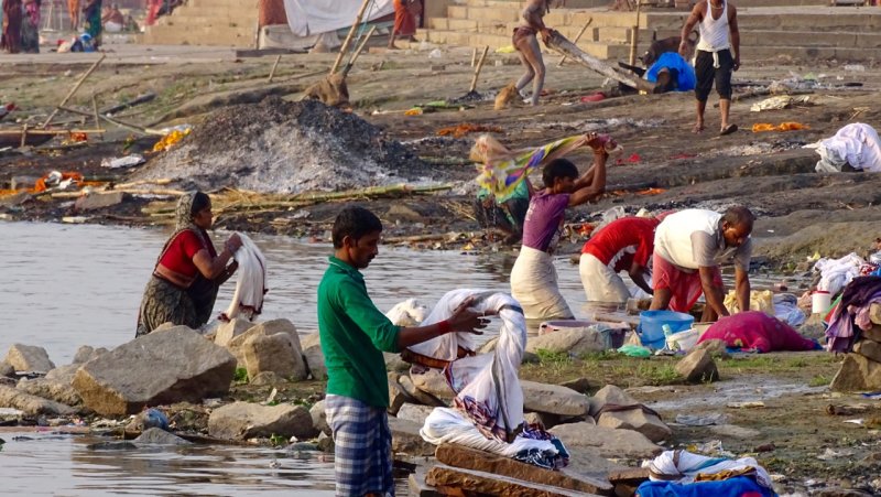Washing Laundry in the Ganges River