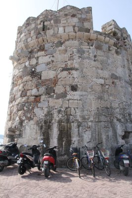 Kos Castle Wall with Mopeds & Bikes
