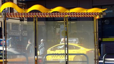 Yellow Cab Yellow Bus Stop