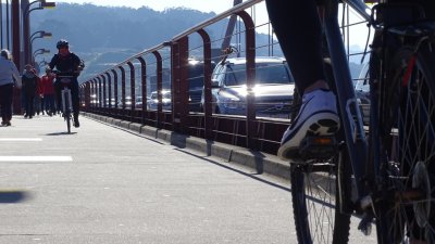 Biking over the Golden Gate Bridge