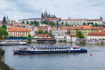 View in Prague of the Castle and St Vitus Cathedral from the Charles Bridge