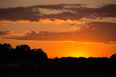 Sunset w White Barn