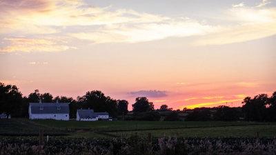 Sunset w White Barn