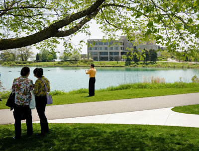 Northwestern Library across pond