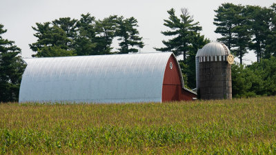 Red Barn with Smiley Silo