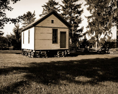 Small  Building on Blocks w Split Rail Fence