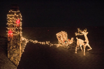 Santa Sleigh n Reindeer on Rooftop