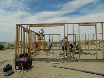 Reconstruction, old plywood removed, studs replaced, walls getting straightend