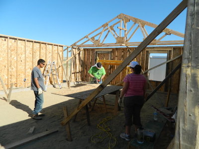 Two trusses installed