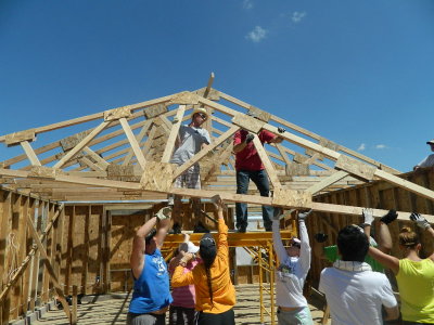 Lifting truss in place