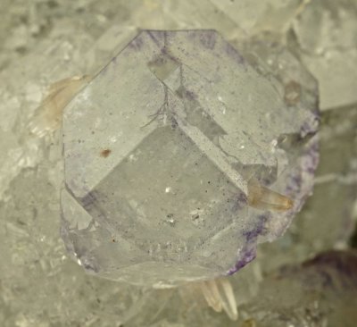 Fluorite spinel twin, 2 cm on 7 cm specimen. Naica, Chihuahua, Mexico.