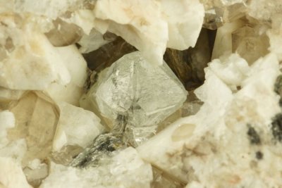Fine sharp topaz crystal, ca 7 mm, on 8 cm matrix, Diamond Rocks, Mourne Mountains.