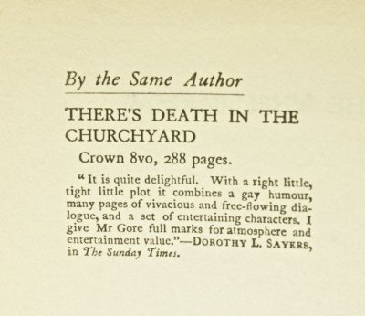 Dorothy Sayers review of Theres Death in the Churchyard