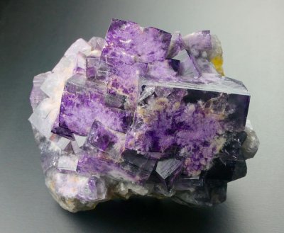 Fluorite crystals, to 4 cm in an 8 cm group, from the recent mining activities at Greenlaws Mine, Daddry Shield, Weardale.