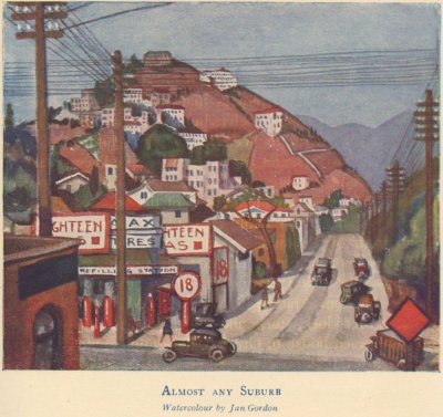 Almost any suburb, a watercolour by Jan Gordon