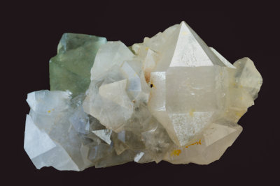 22 mm doubly-terminated quartz with fluorite (46 mm), West Pasture Mine, Weardale, Co Durham.