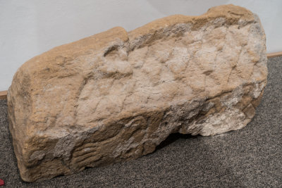 Lythe hogback grave marker with bear and bird