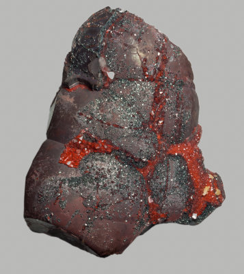 eisenkiesel, red quartz on hematite. Florence Mine, Cumbria, 16 cm.