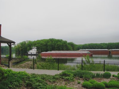 Barges and towboats  on the Mississippi near Winona, MN