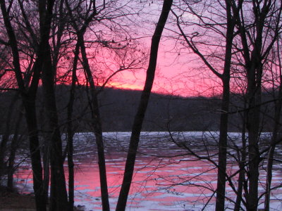 Purple Sunset over Icy Lake