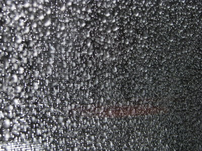 Freezing rain covering screen door