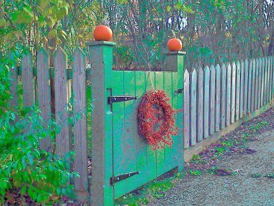 Unusually Painted Garden Fence