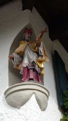 Religious Statue incorporated in Corner of House