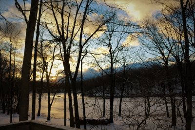 Sunset over Frozen Pond