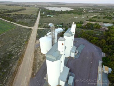 DJI. Grain Silos and a Road To Nowhere