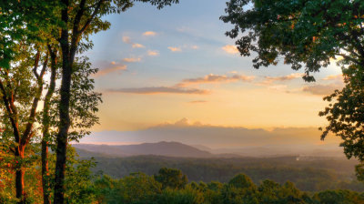 FALL SUNSET OVER WESTERN NORTH CAROLINA MOUNTAINS  -  AN HDR IMAGE