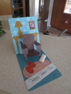 first pop-up card. Father's Day card for Jay