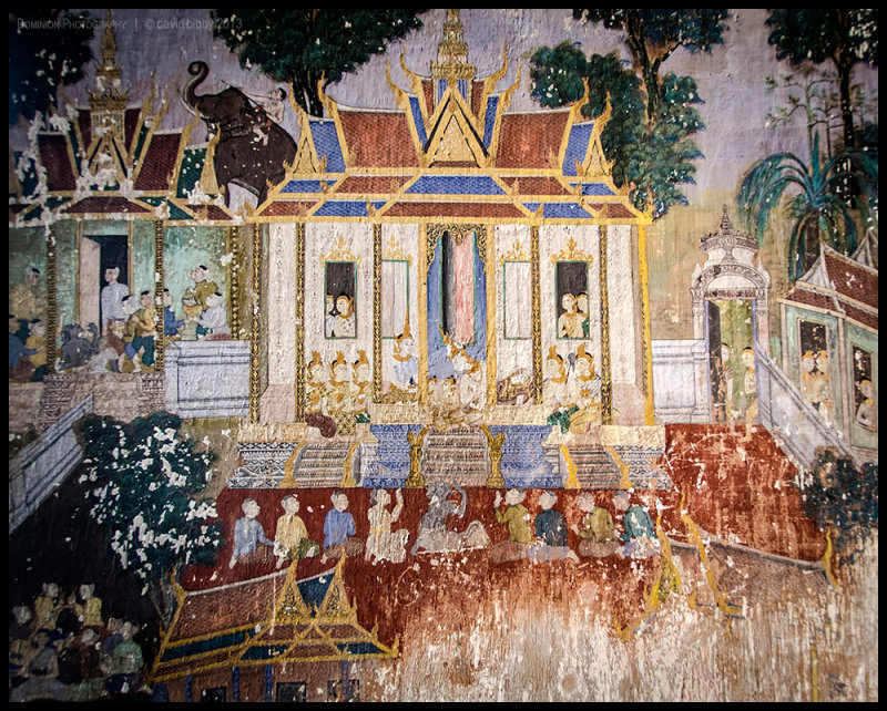 Fresco inside the temple, Kampong Tralach