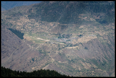 Our first glimpse of Simikot and the airstrip that is our way out in 12 days time