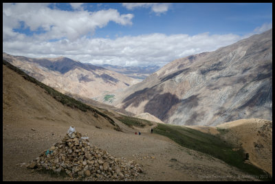 View into Tibet from Nara La (The green blob in the centre is at the border)