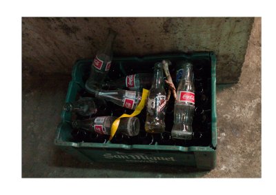 The leg from a losing cock, discarded amongst soft drinks bottles