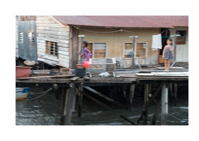 Balloon, stilt village, Sabah