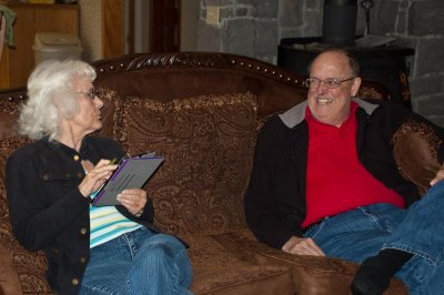 Gail is getting MIke hooked on the candy game