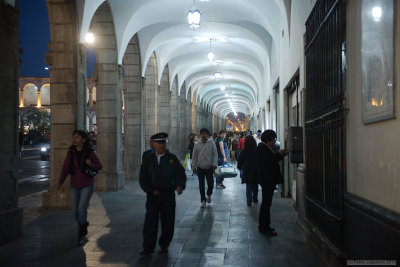 Corridor at Plaza del Armas at night II
