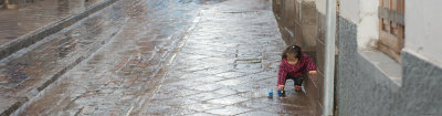 Girl playing on the street