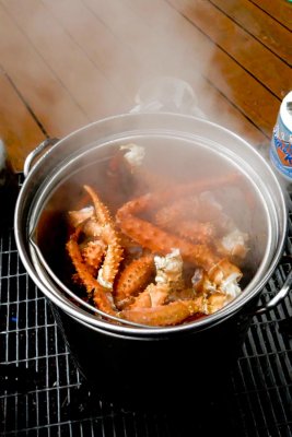 Crab legs steaming