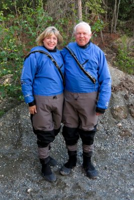 Dry suits for rapids rafting trip