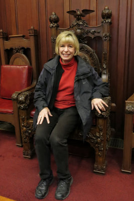 Ginny in the charter oak chair