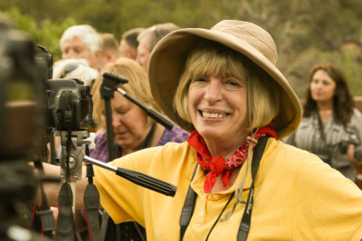 Ginny preparint for a sunset at the Watchman